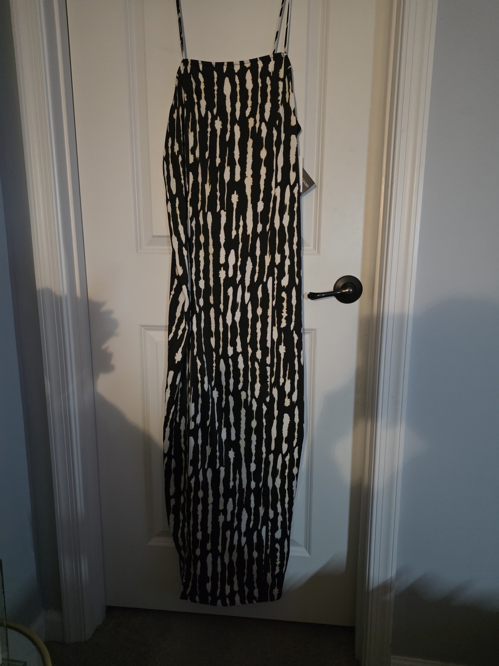Bar III Black and White Patterned Maxi Slip Dress